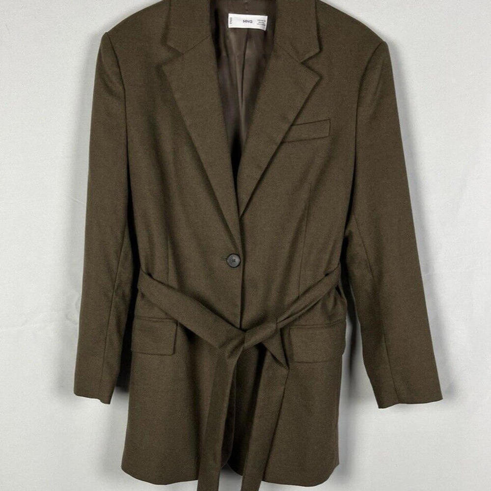 MNG Mango Single-Breasted Belted Blazer Brown Size XS